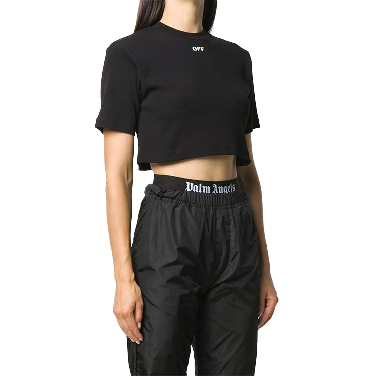 (WMNS) Off-White Logo Print Cropped Short Sleeve OWAA081E20JER0021001
