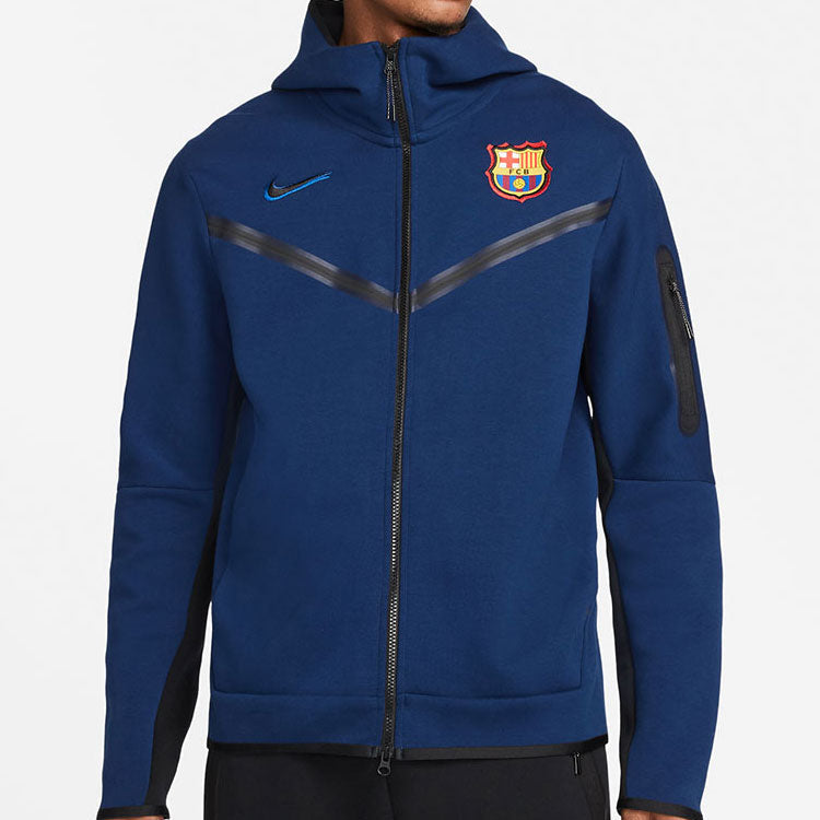 Nike FC Barcelona Tech Fleece Athleisure Casual Sports Hooded Jacket 'Navy Blue' DH7827-492
