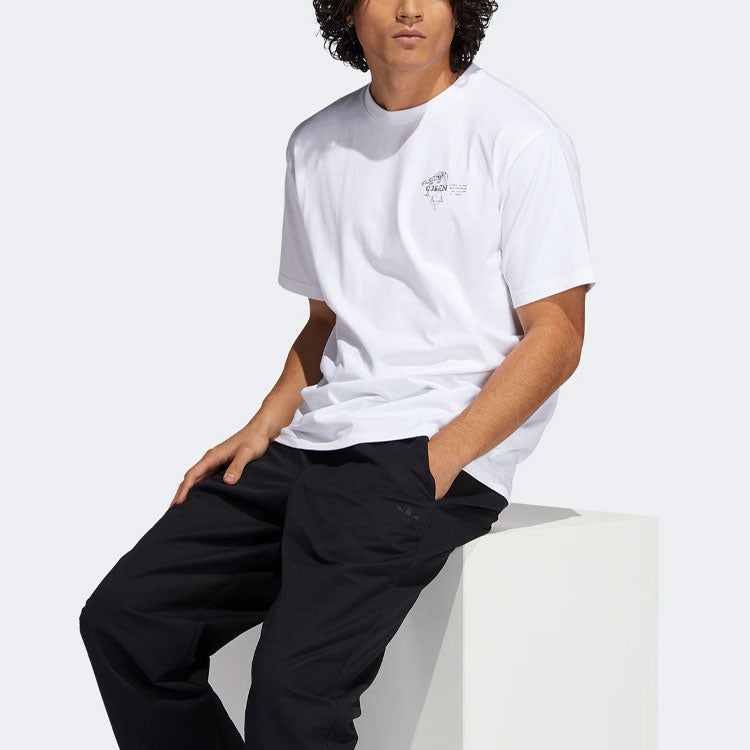 adidas originals Cartoon Pattern Printing Round Neck Short Sleeve White GL9974