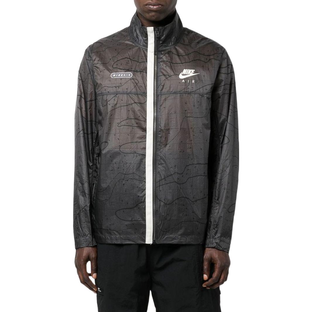 Men's Nike Logo Printing Zipper Stand Collar Long Sleeves Jacket Black DN2112-060