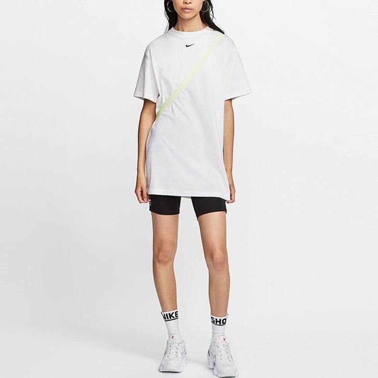 (WMNS) Nike Sportswear Essential Logo Embroidery Knitted Short Sleeve Dress White CJ2243-100