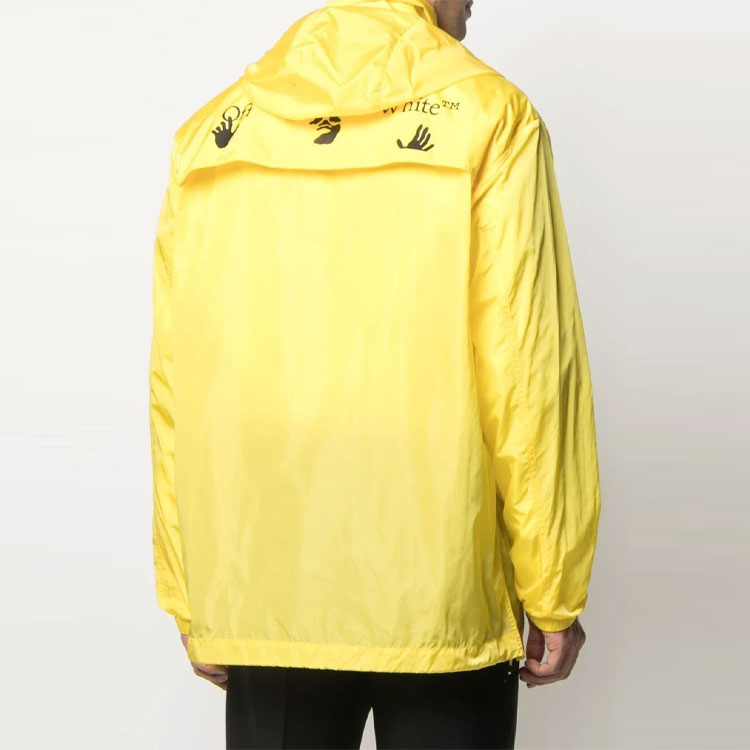 Off-White SS21 Logo Alphabet Printing Zipper Windbreaker Ordinary Version Yellow OMEB014S21FAB0011010