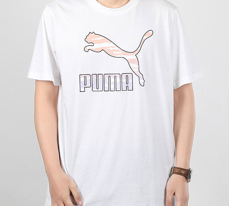 PUMA Chest Large Logo Printing Short Sleeve White 599427-02