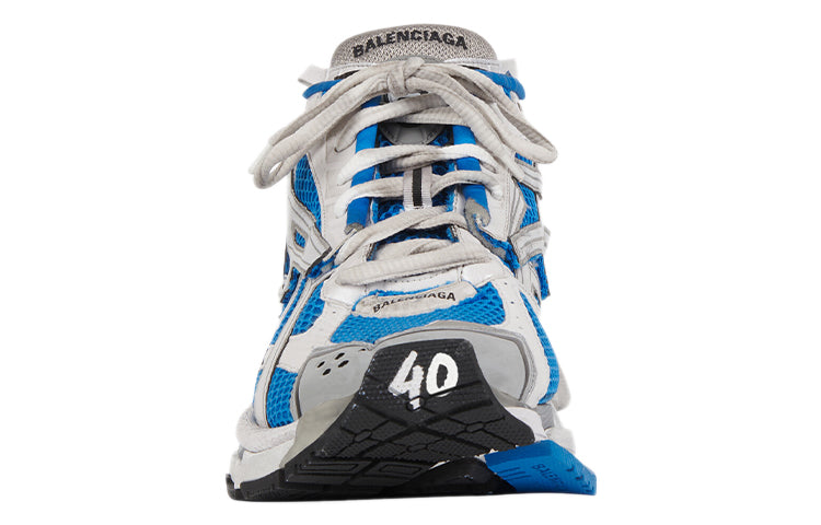 (WMNS) Balenciaga Runner Sneakers 'White Blue Mesh and Nylon' 677402W3RB34912