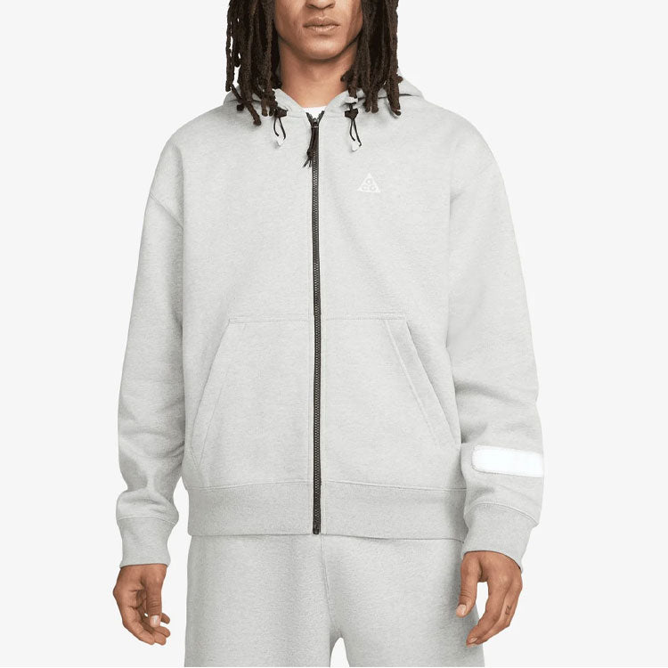 Men's Nike ACG Therma-Fit Logo Printing Zipper Hooded Long Sleeves Jacket Gray DM4248-050