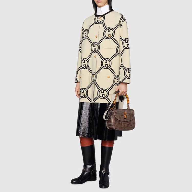 (WMNS) Gucci Reversible Interlocking G Wool Cardigan 'Black Ivory' 678318-XKB5T-9192