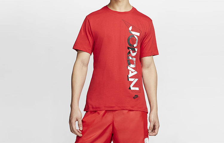 Air Jordan Brand Ss Tee Black Reflective Logo Printing Short Sleeve Red CU1684-657