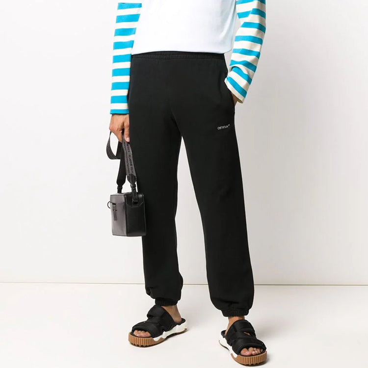 Off-White FW20 Logo Printing Trousers Men Black OMCH030E20FLE0021001
