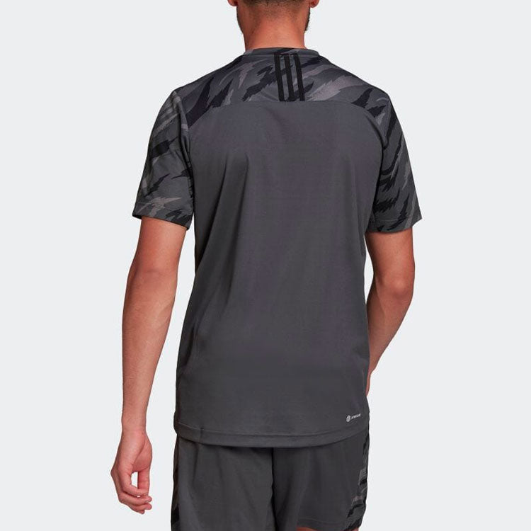 Men's adidas Camouflage Round Neck Pullover Short Sleeve Japanese Version Gray T-Shirt HD4319