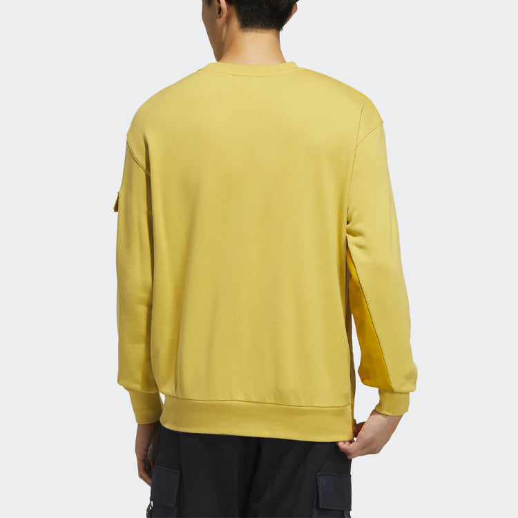 Men's adidas originals Contrasting Colors Big Pocket Splicing Knit Sports Round Neck Pullover Yellow HC0368