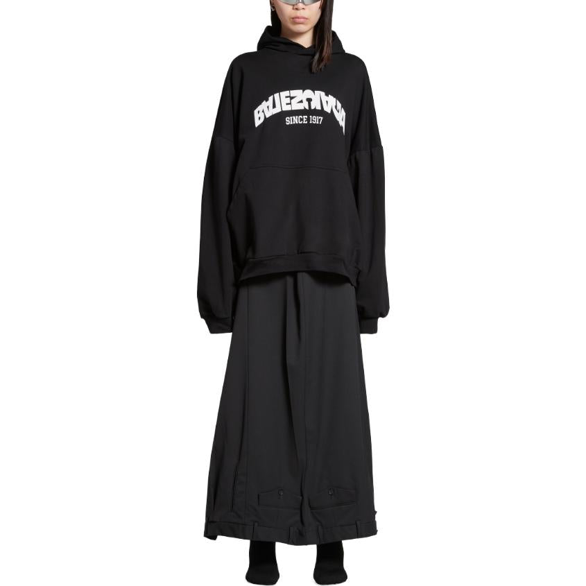 Balenciaga Back Flip Round Hoodie Oversized 'Black White' 761458TPVG11070