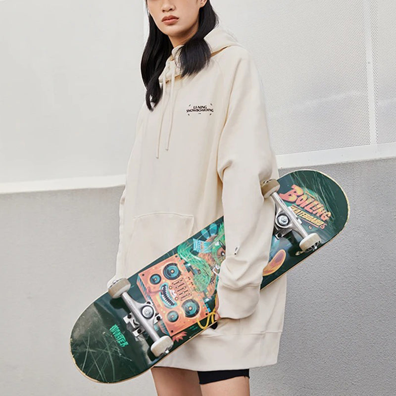 Li-Ning Skateboard Series Logo Printing Loose Hoodie 'Creamy White' AWDRF08-1