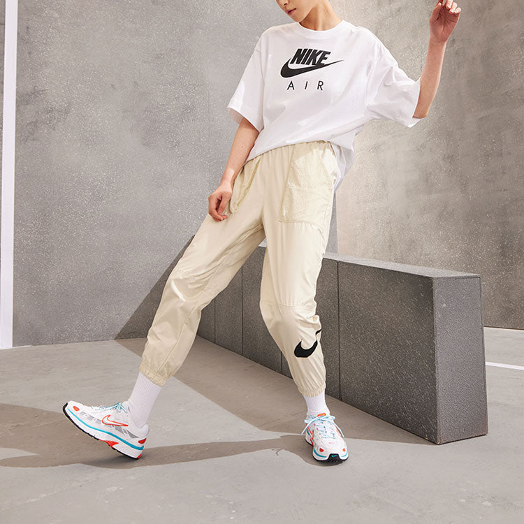 (WMNS) Nike Air Logo Printing Loose Knit Sports Short Sleeve White DB3841-100