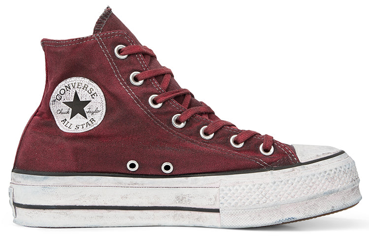 (WMNS) Converse Chuck Taylor All Star Canvas Rust Platform High Top Thick Sole Dirty Shoes Wine Red 565761C