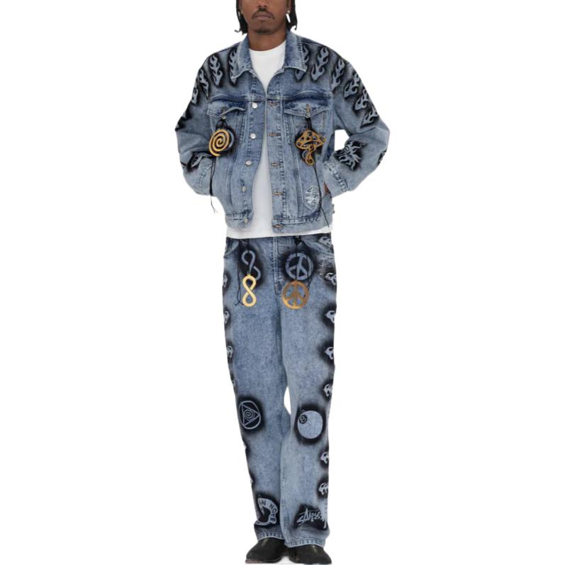 Stussy x Dries Van Noten Hand-Stencilled Denim Jacket 'Washed Blue' 315294