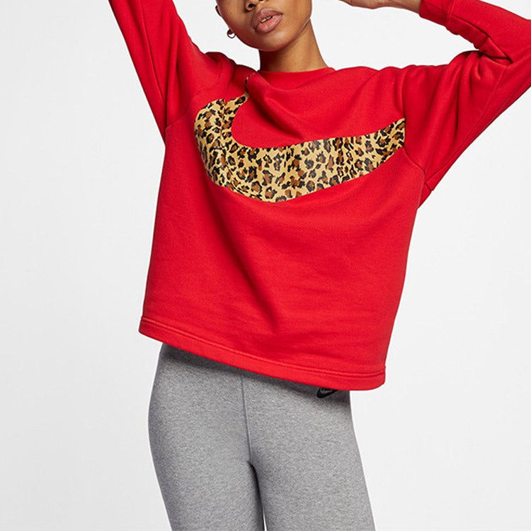 (WMNS) Nike Casual Sports Round Neck Pullover 'Red' CU1503-657