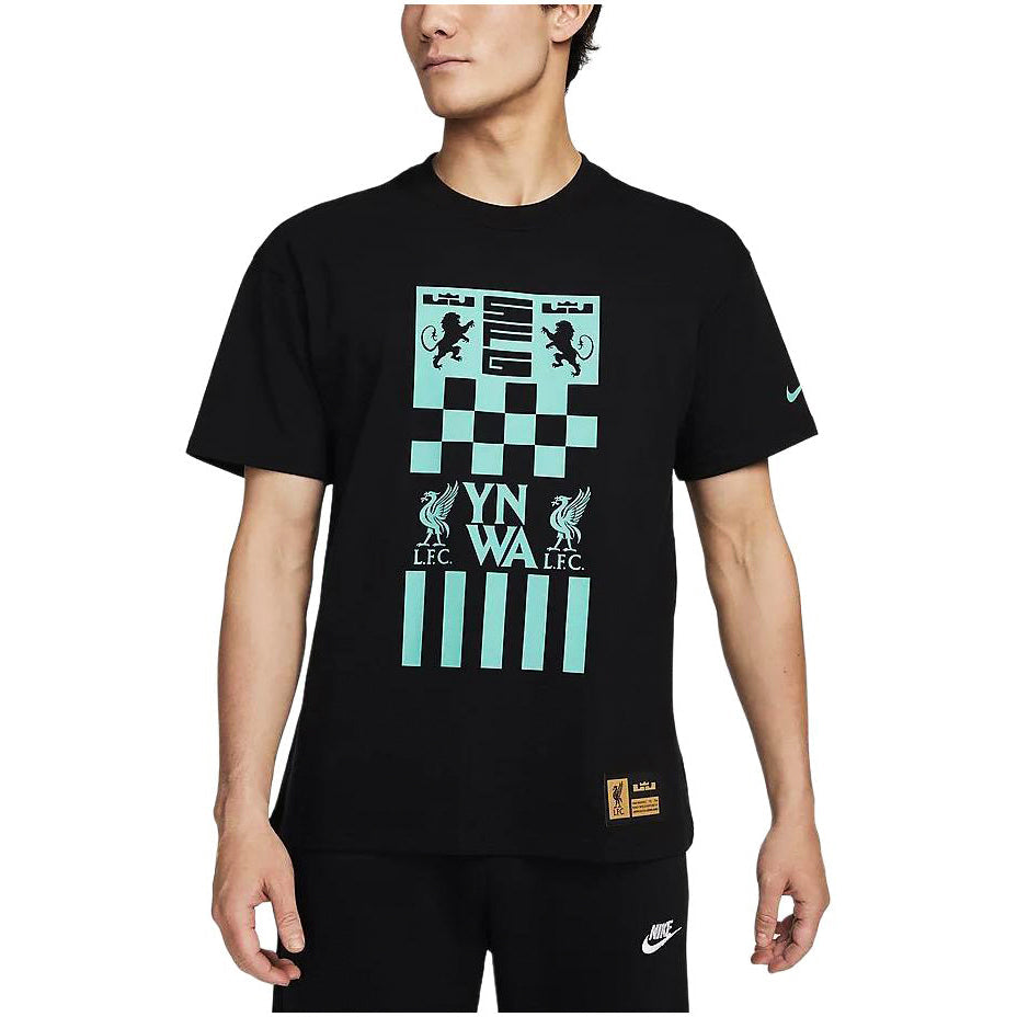 Nike LeBron x Liverpool FC Max90 Soccer T-Shirt Asia Sizing 'Black Teal' FZ8908-010