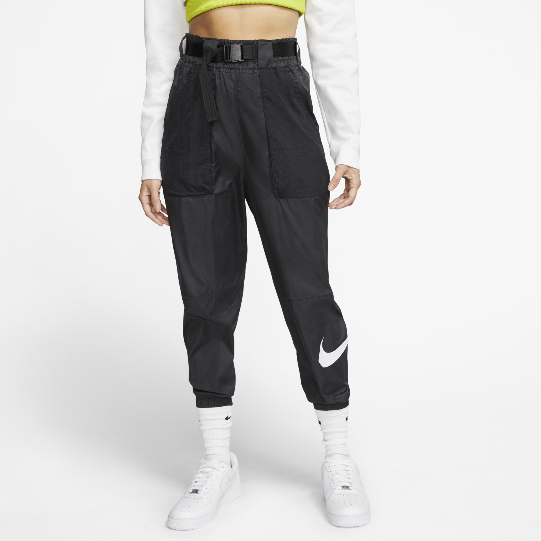 (WMNS) Nike Sportswear Swoosh Woven Casual Sports Long Pants Black CJ3777-010