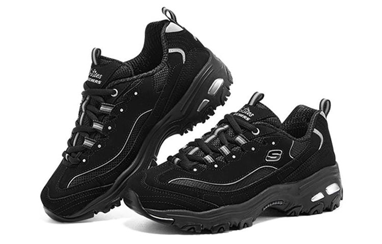 (WMNS) Skechers D'lites 'Black Silver' 66666179-BBK