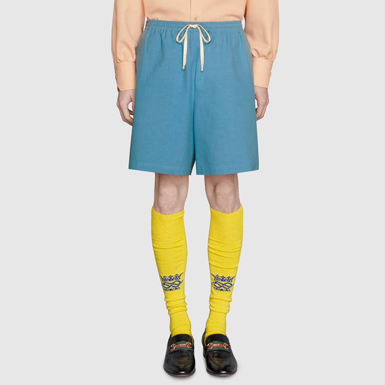 Men's Gucci SS21 Animal Canvas Blue Green Shorts 659825-ZAGP5-4371