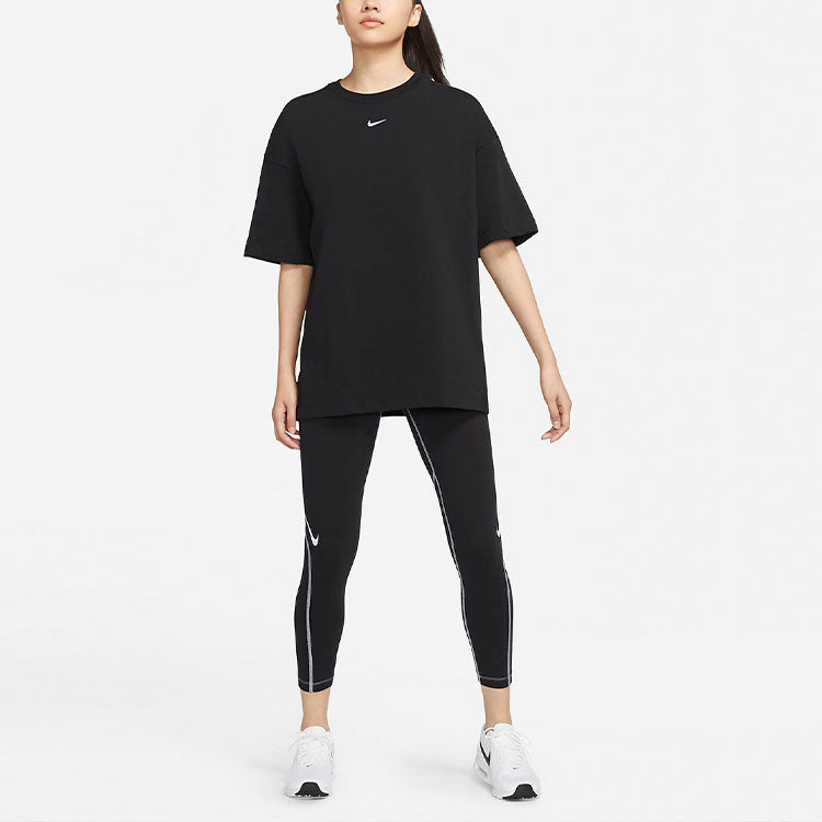 (WMNS) Nike Sportswear Swoosh High Waist Training Sports Tight Gym Pants/Trousers/Joggers Black DD5589-010