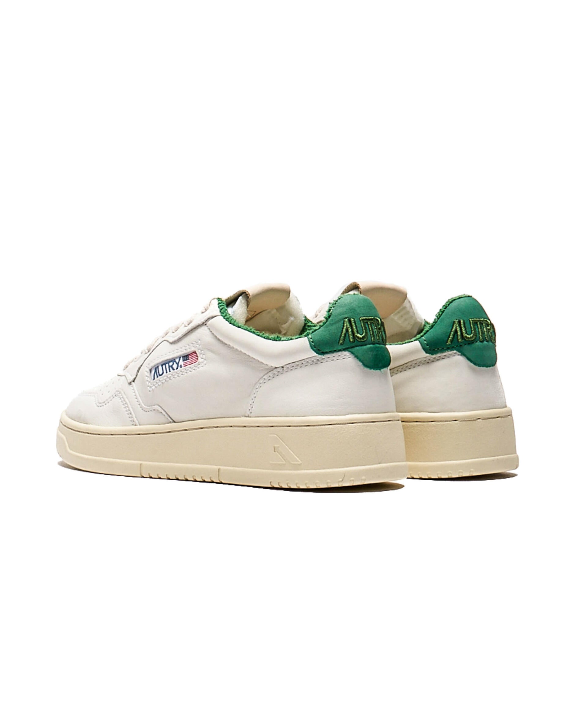 (WMNS) AUTRY Medalist Low Leather and Suede 'White Green and Embroidered Logo' AULW-SP03