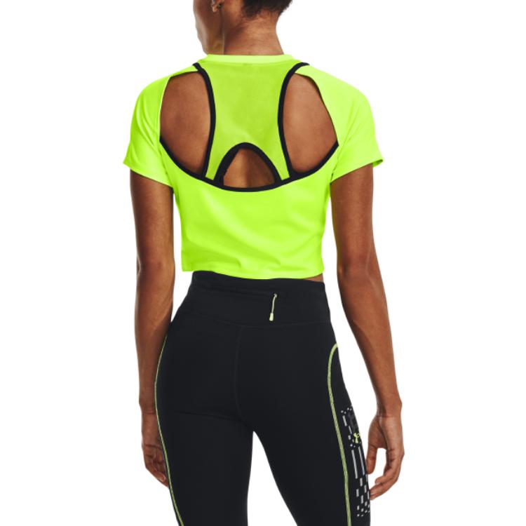 (WMNS) Under Armour Run Anywhere Crop T-shirt 'Neon Yellow' 1376816-369