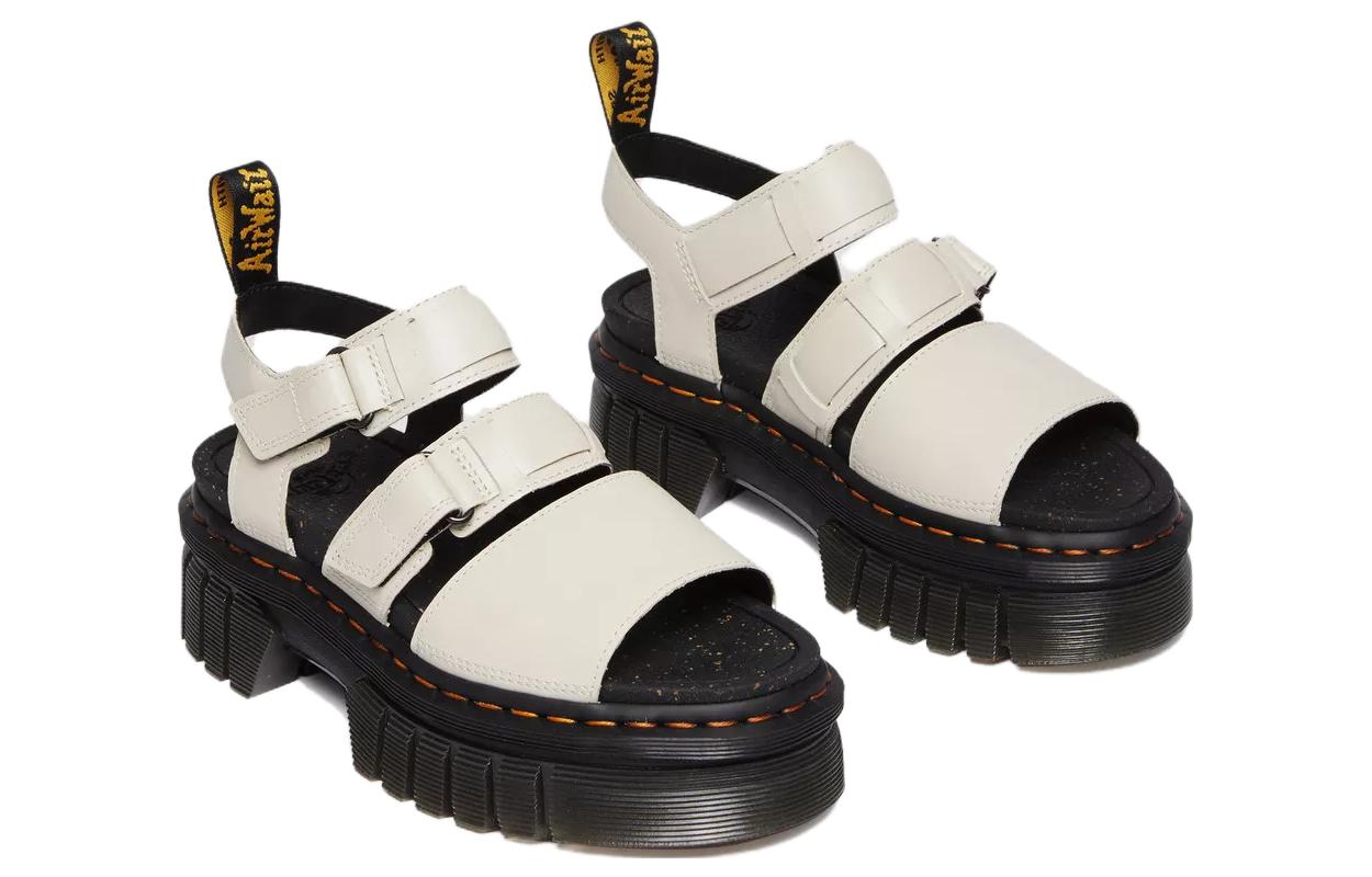 (WMNS) Dr. Martens Ricki Nappa Lux Leather 3-Strap Platform Sandals 'White Black' 30572055