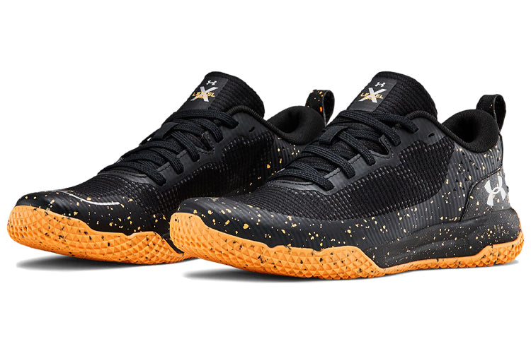 (GS) Under Armour X Level Mainshock Splatter Sneakers Black/Orange 3022523-001