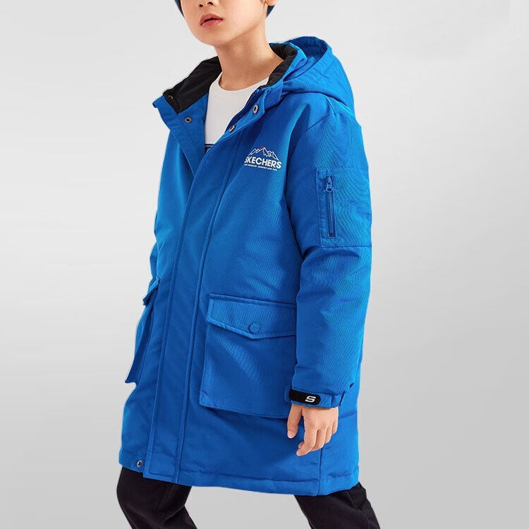 (GS) Skechers Casual Long Down Jacket 'Blue' L421K135-007G
