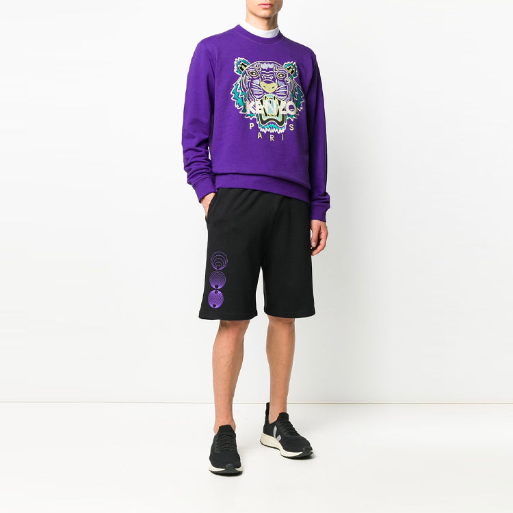 Men's KENZO SS21 Tiger Sweatshirt Classic Pattern Embroidered Long Sleeves Purple FA55SW0014XA-80