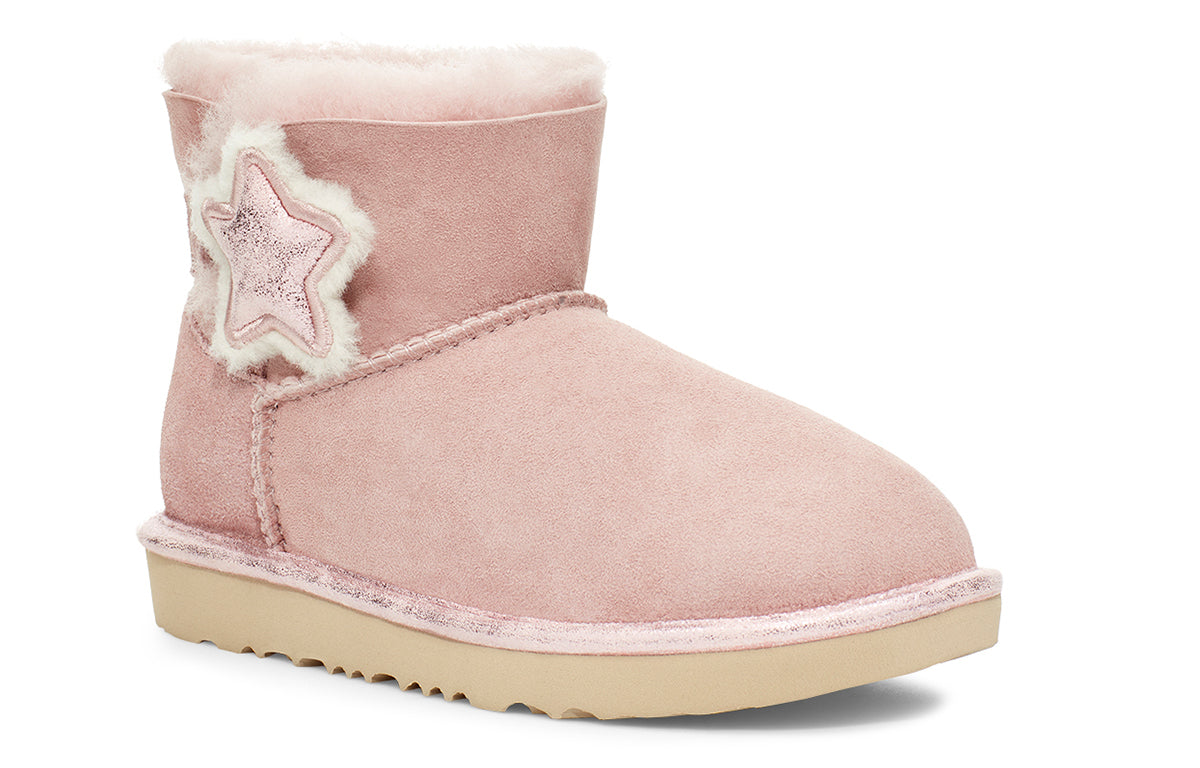 UGG Mini Bailey Button II Star (Big Kids) Pink 1107969K-PCRY