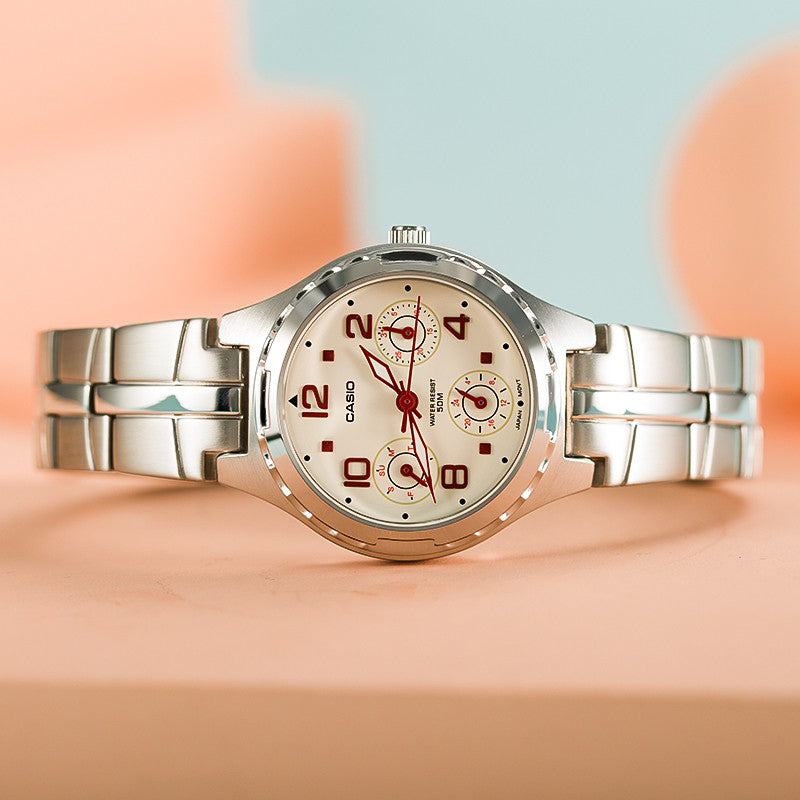 CASIO Waterproof Stainless Steel Strap White Analog LTP-2064A-7A2VDF