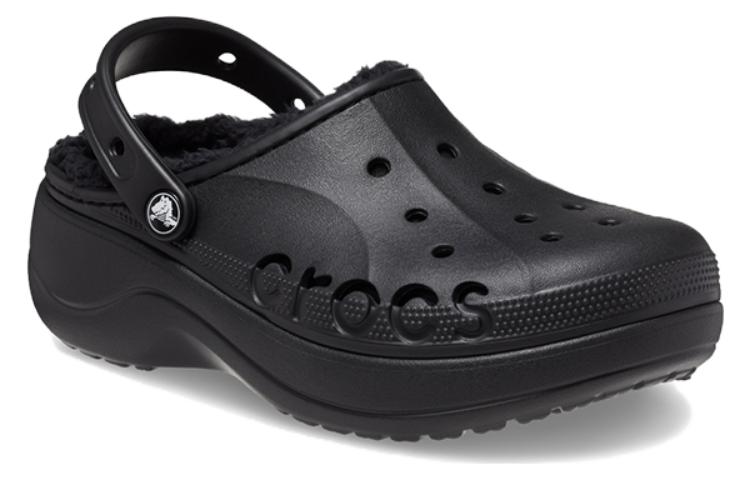 (WMNS) Crocs Baya Platform Lined Clog Sandals 'Black' 208708-001