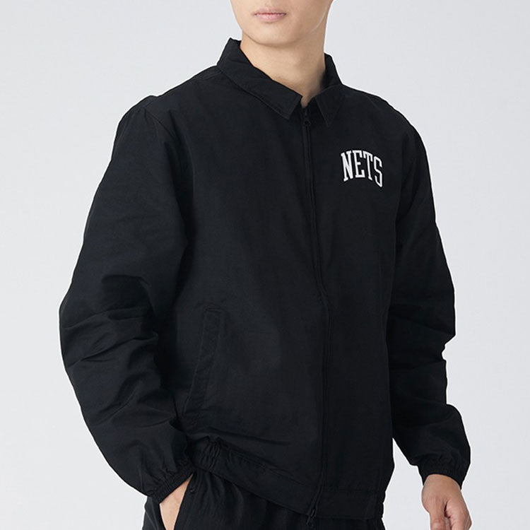 Nike NBA Brooklyn Nets lapel Zipper Woven Jacket Black CN0748-010