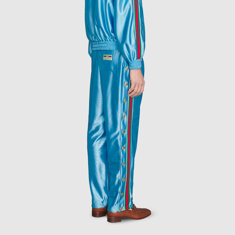 Gucci Shiny Jersey Jogging Pant With Web 'Azure' 654748-XJDE6-4670