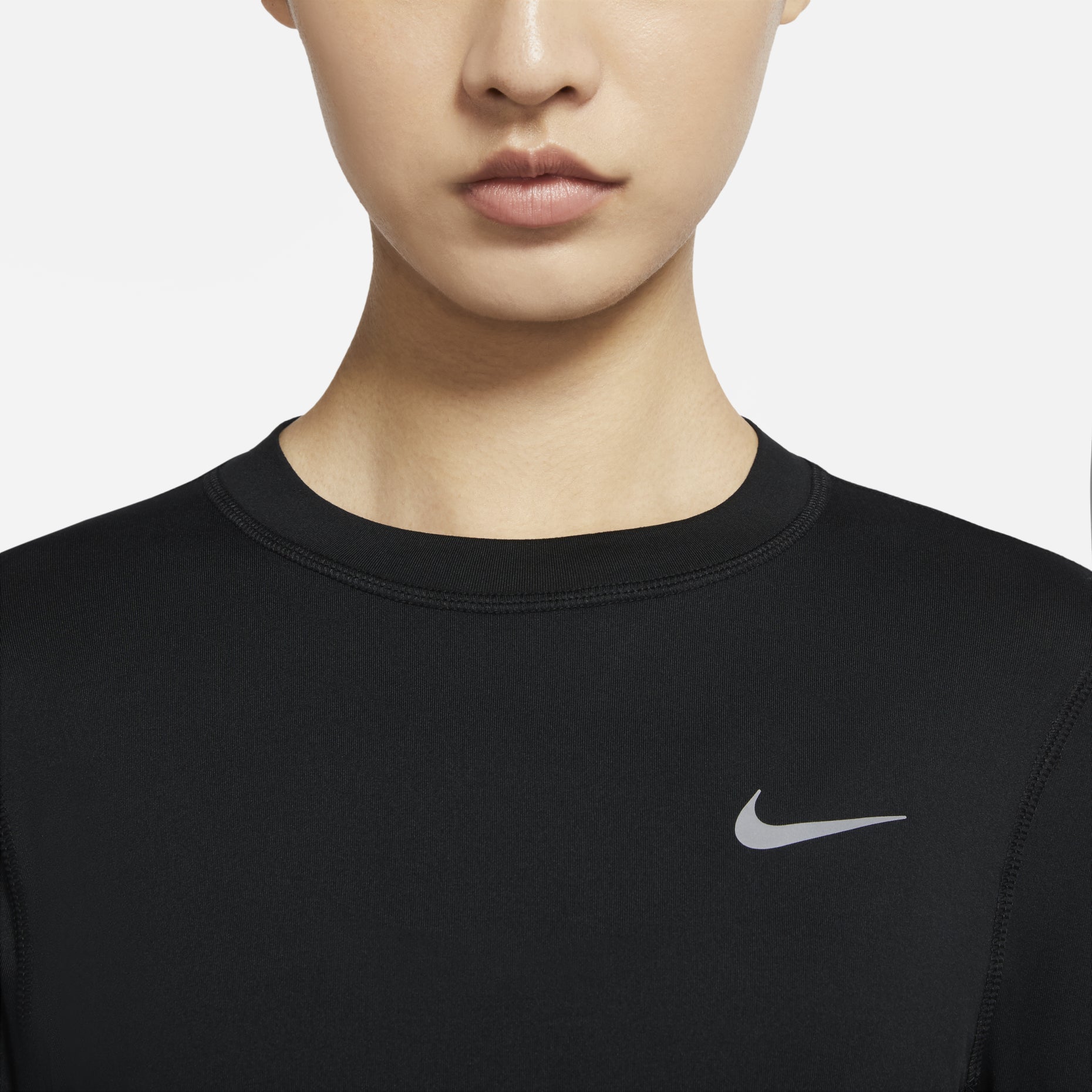 (WMNS) Nike Sports Running Round Neck Solid Color Long Sleeves Black T-Shirt CU3278-010