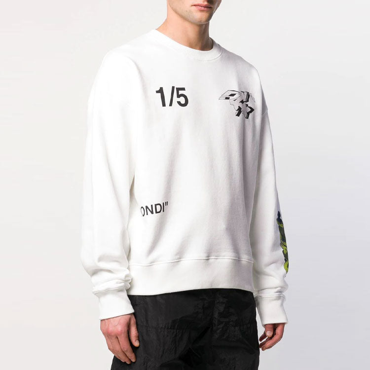 Off-White SS19 Cartoon Characters Printing Fleece Men White OMBA035S19D250090188