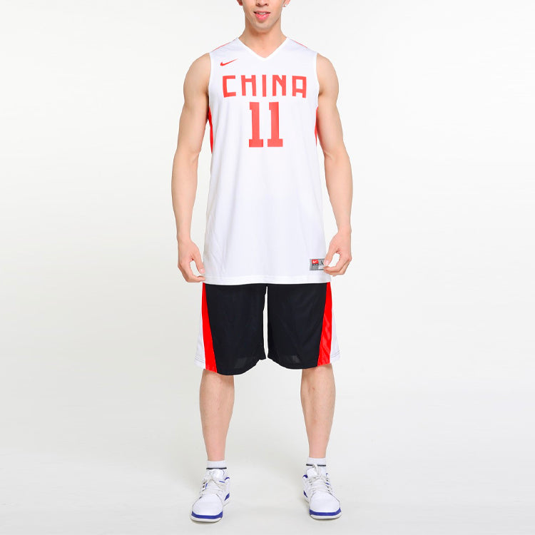Nike Series China Team Alphabet Numeric Printing Basketball Vest White 516598-100