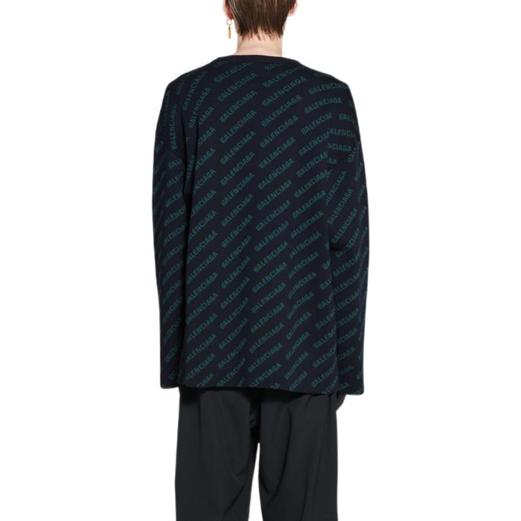 Balenciaga Mini Allover Logo Sweater 'Dark Blue Green' 736247T32334301