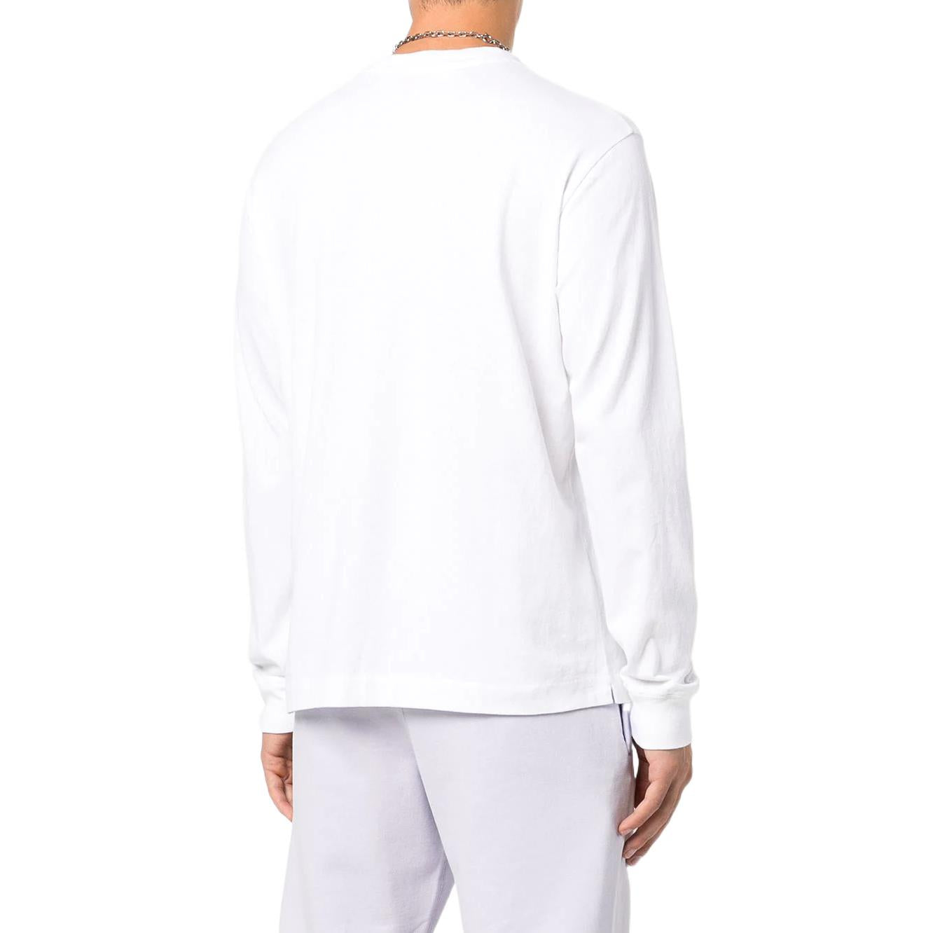 Men's Off-White SS22 Stripe Logo Printing Pullover Round Neck Long Sleeves White T-Shirt OMAB069C99JER00101100110