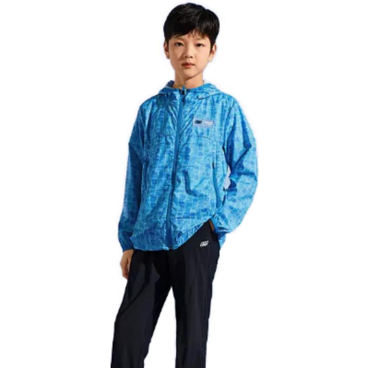 (GS) Skechers Hooded Zipper Pocket Sun Protection Jacket 'Blue White' P222B007