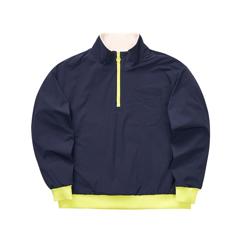 (WMNS) Skechers Stroll Series Stand Collar Reversible Pullover Sweatshirt 'Beige Green Black Yellow' L421W058