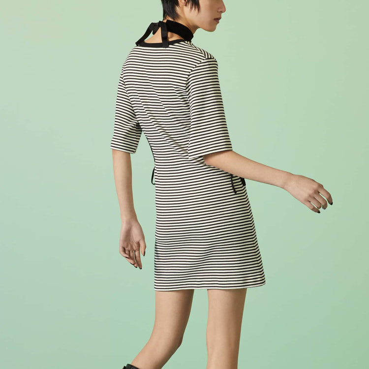 (WMNS) Gucci Striped cotton T-shirt dress 'Black White' 743187-XJFHB-1043