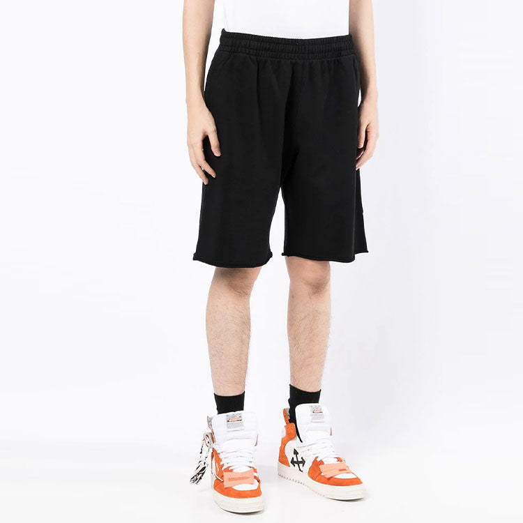 Off-White SS22 Wave Diag Printing Sports Shorts Ordinary Version Black OMCI006S22FLE0151001