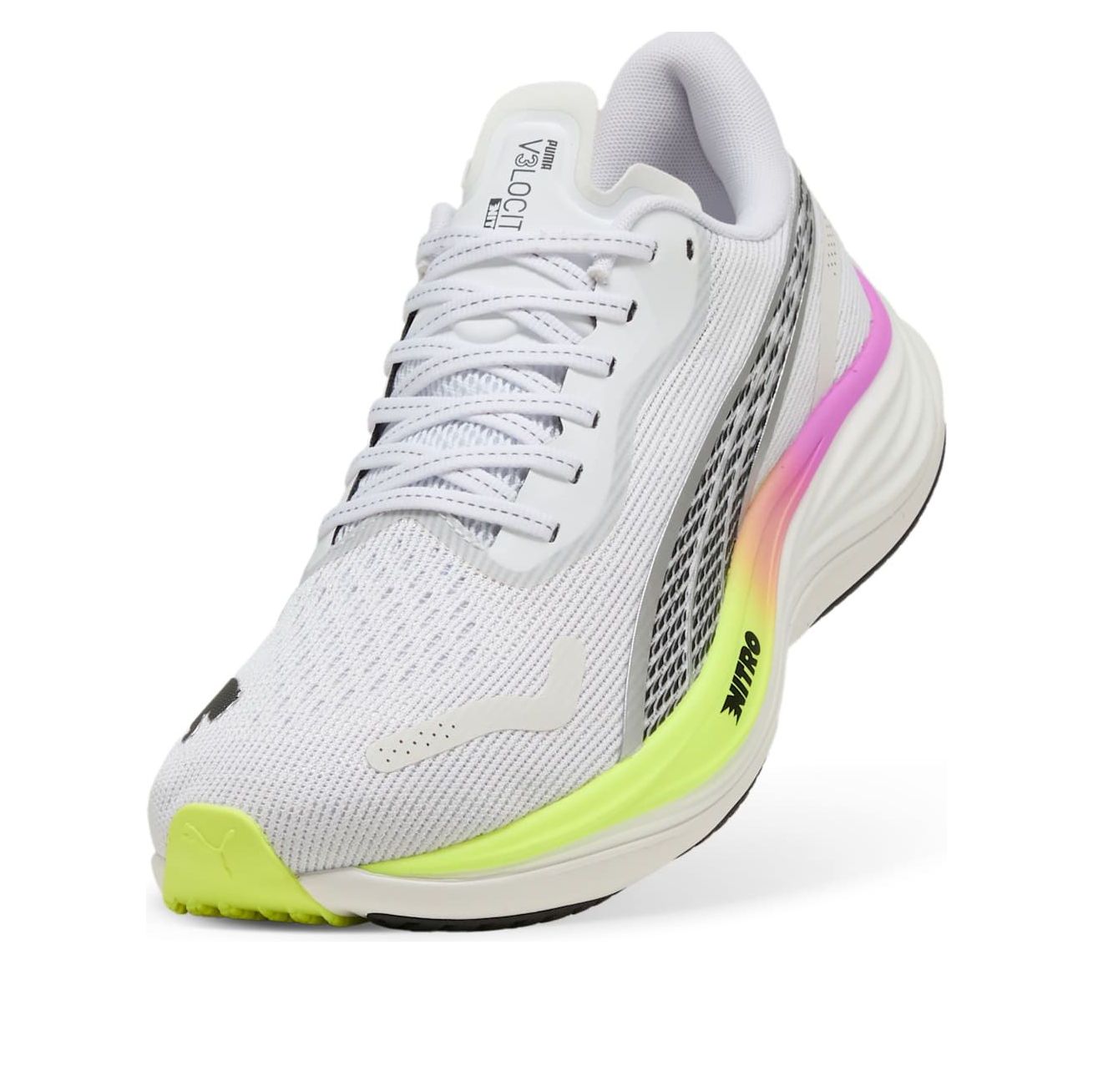 PUMA Velocity Nitro 3 'White Pure Magenta Yellow Alert' 377748-19
