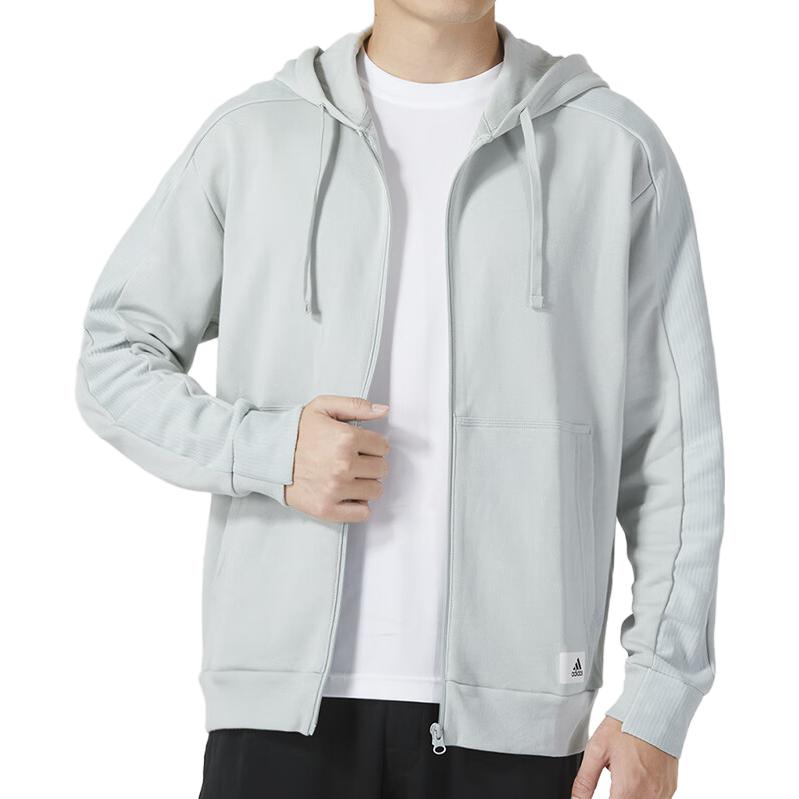 adidas Lounge French Terry Full Zip Parka Jackets 'White' IQ3425