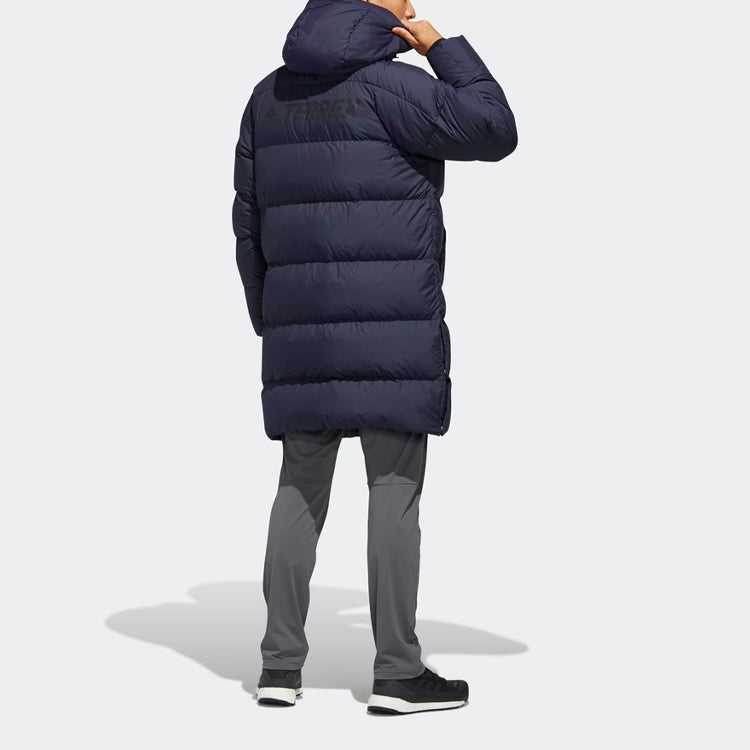 adidas Outdoor protection against cold Stay Warm hooded mid-length Down Jacket Blue EH4989