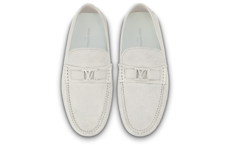 LOUIS VUITTON Hockenheim Moccasin Shoes 'White Minimonogram' 1ABM3T