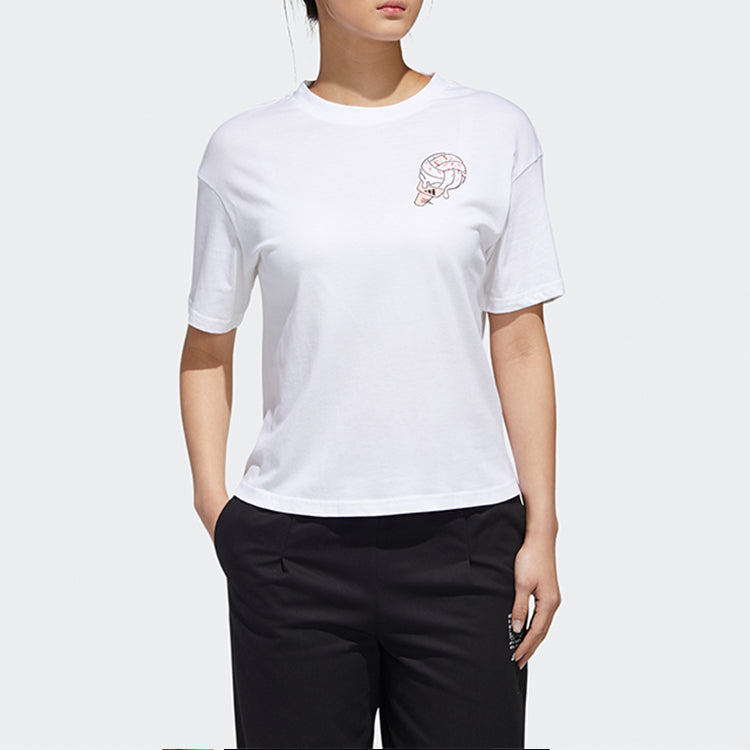 (WMNS) adidas Printing Short Sleeve White GF0151